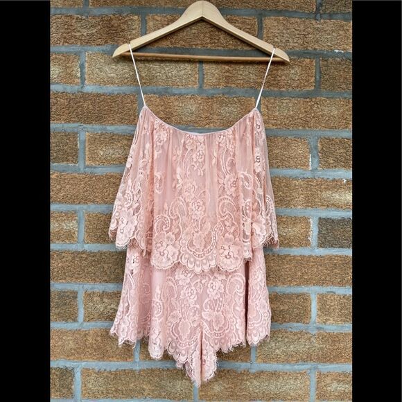 Lovers + Friends Kristine Pink Lace Romper - Picture 6 of 7